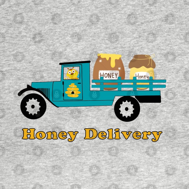 Cute, Funny, Honey Bee Driving Truck, Bee Delivering Honey by 1FunLife
